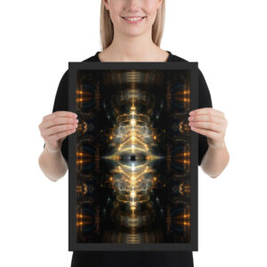 Framed print of ‘Phagocytes’ — visionary psychedelic artwork featuring divine eye with cosmic cellular forms and vibrant, dreamlike energy. Click to purchase this art print