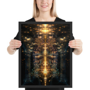 Framed print of ‘Inner Temple’ — psychedelic visionary artwork featuring a radiant sanctuary within the mind, with sacred geometry, vivid colors, and meditative energy. Click to purchase this spiritual art print